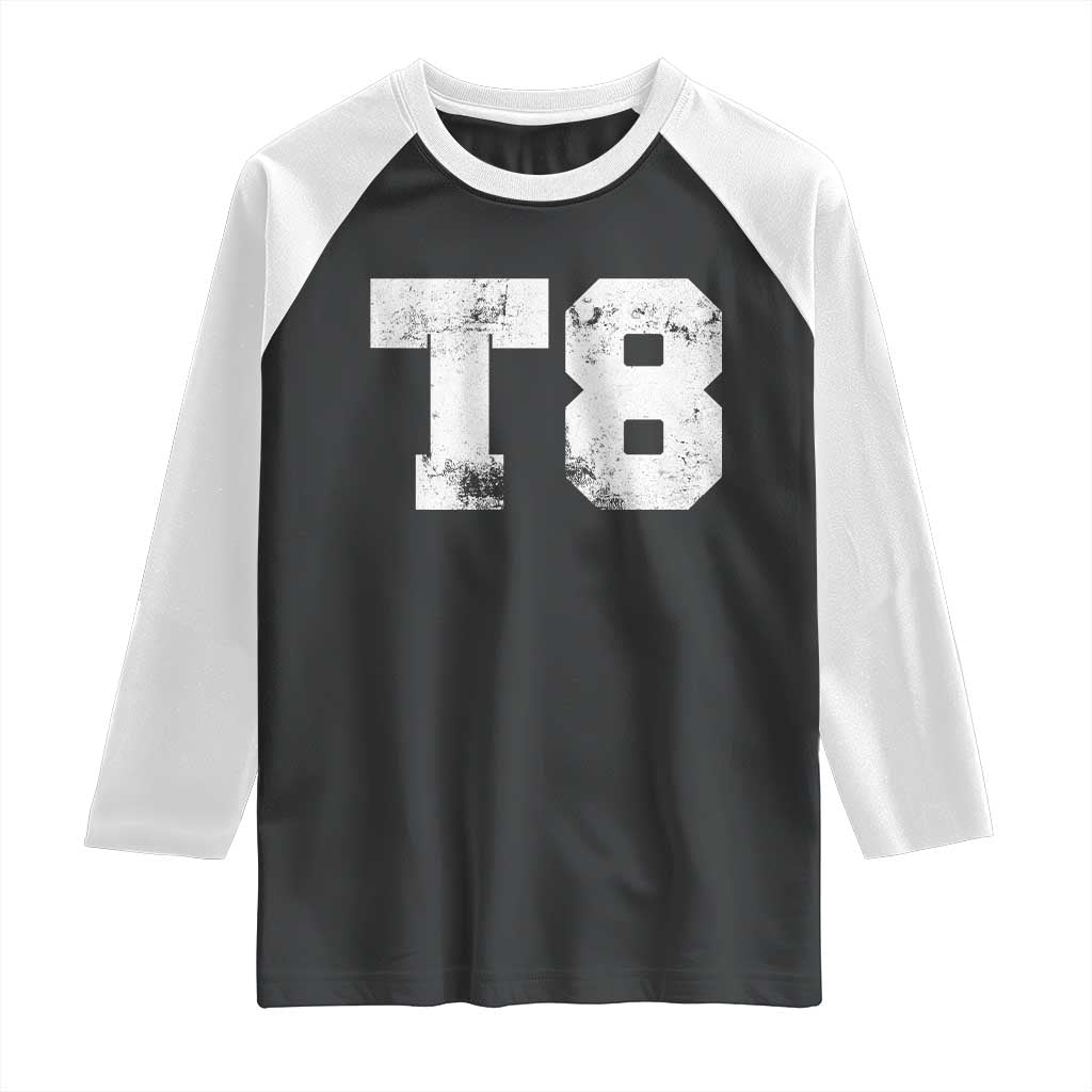 T8 Jersey Raglan Shirt Concert Inspired Outfit Varsity Sports TS10 Black White Print Your Wear