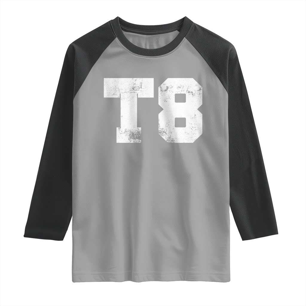 T8 Jersey Raglan Shirt Concert Inspired Outfit Varsity Sports TS10 Sport Gray Black Print Your Wear