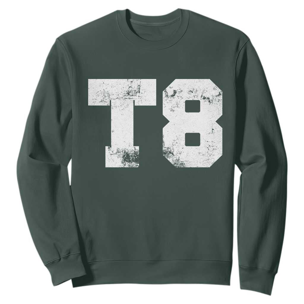 T8 Jersey Sweatshirt Concert Inspired Outfit Varsity Sports TS10 Dark Forest Green Print Your Wear