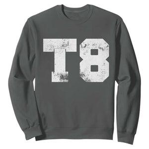 T8 Jersey Sweatshirt Concert Inspired Outfit Varsity Sports TS10 Dark Heather Print Your Wear