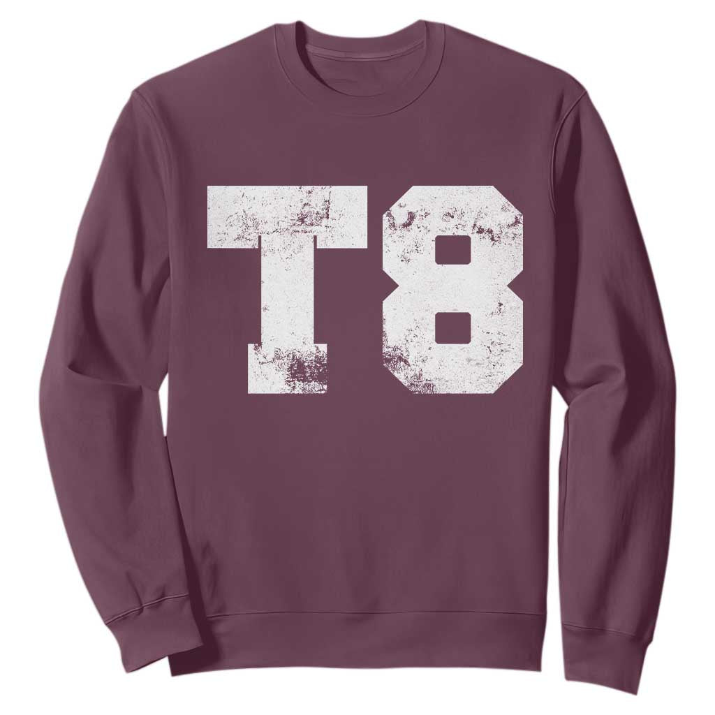 T8 Jersey Sweatshirt Concert Inspired Outfit Varsity Sports TS10 Maroon Print Your Wear