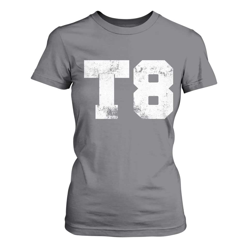 T8 Jersey T Shirt For Women Concert Inspired Outfit Varsity Sports TS10 Charcoal Print Your Wear