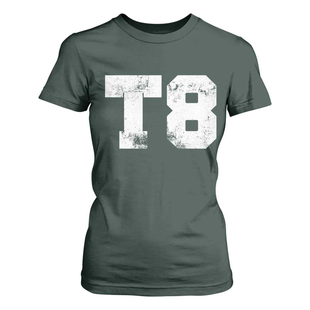 T8 Jersey T Shirt For Women Concert Inspired Outfit Varsity Sports TS10 Dark Forest Green Print Your Wear