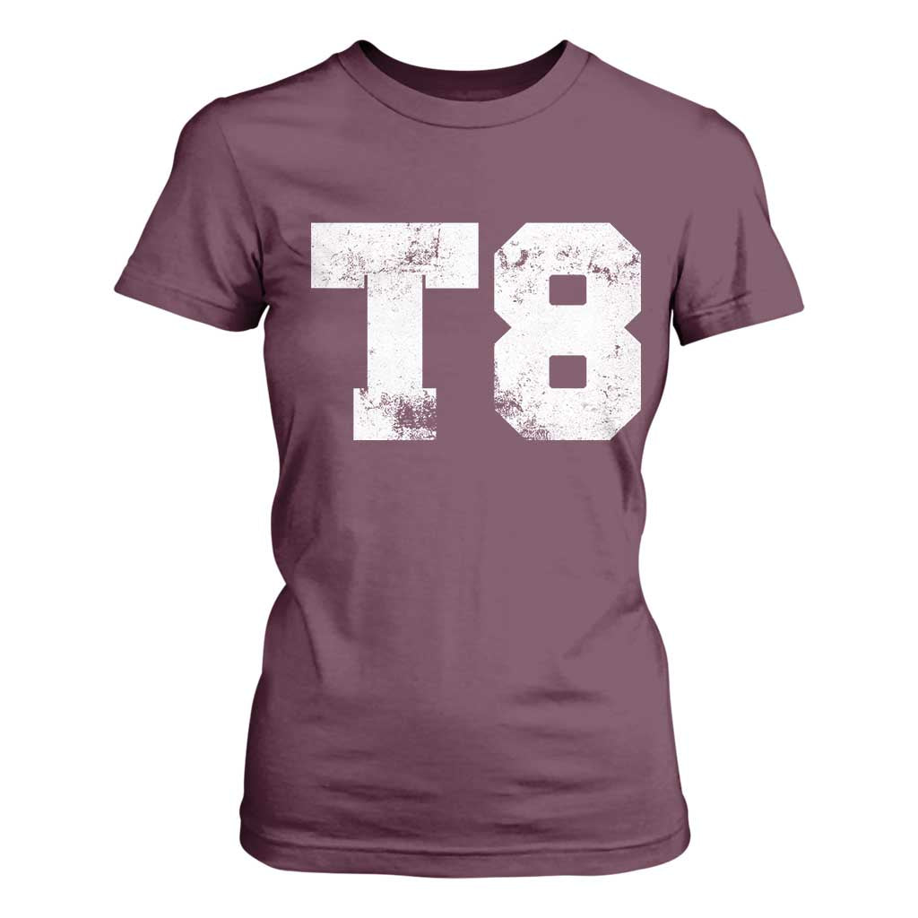T8 Jersey T Shirt For Women Concert Inspired Outfit Varsity Sports TS10 Maroon Print Your Wear