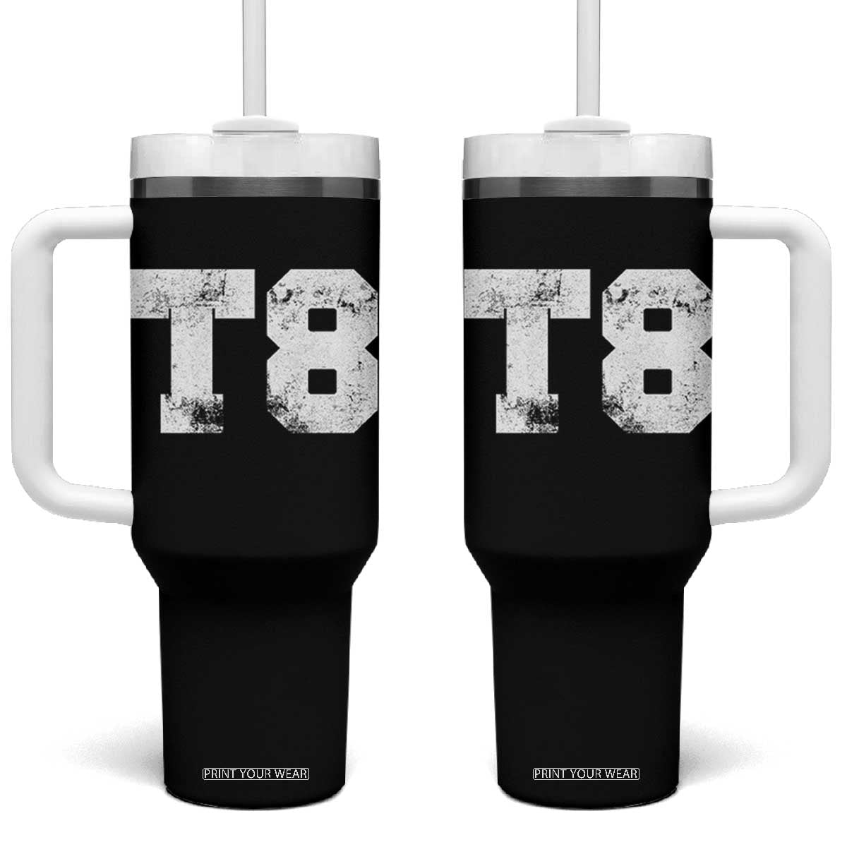 T8 Jersey Tumbler With Handle Concert Inspired Outfit Varsity Sports TS10 One Size: 40 oz Black Print Your Wear