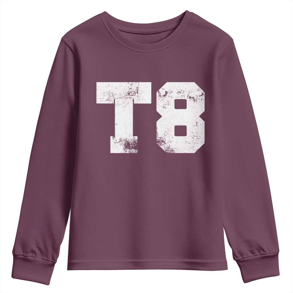 T8 Jersey Youth Sweatshirt Concert Inspired Outfit Varsity Sports TS10 Maroon Print Your Wear