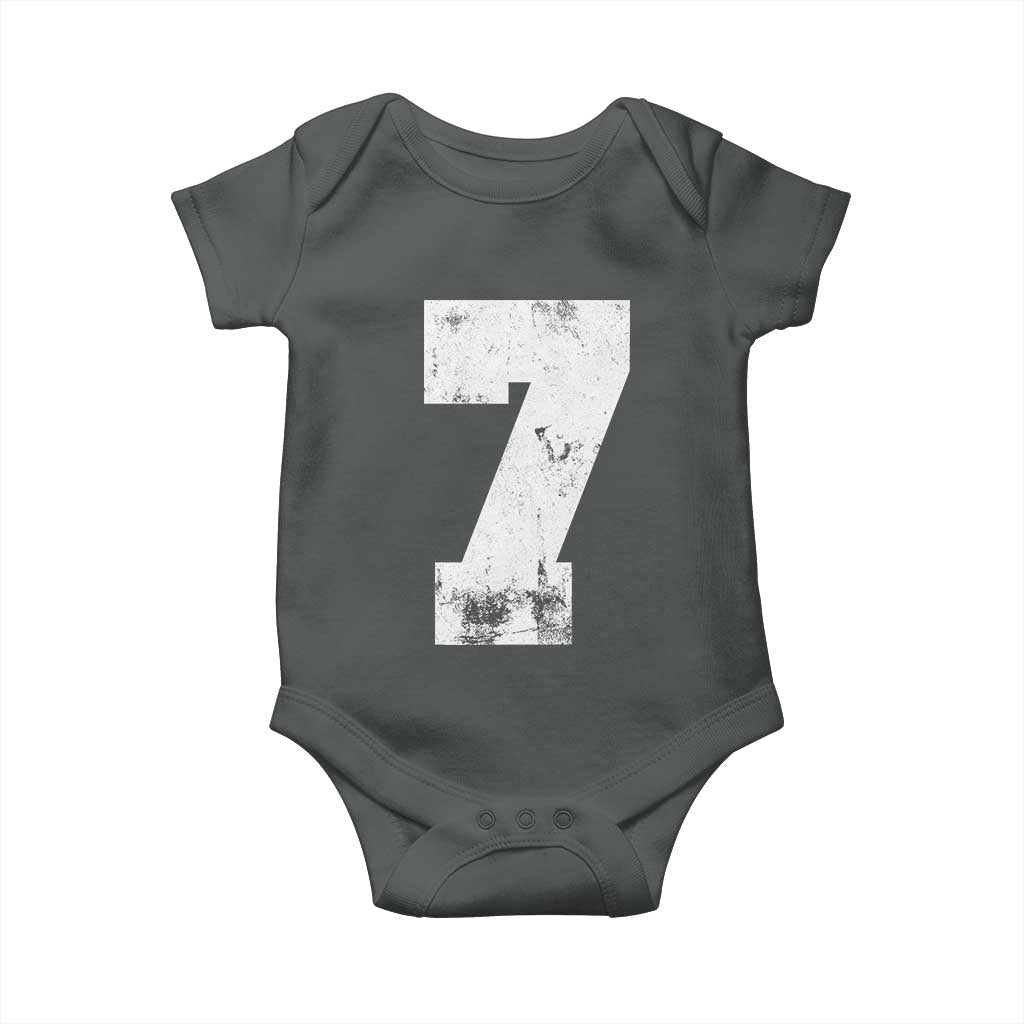 Number 7 Baby Onesie Matching 67 Meme 7th Birthday 7 Years TS10 Dark Heather Print Your Wear