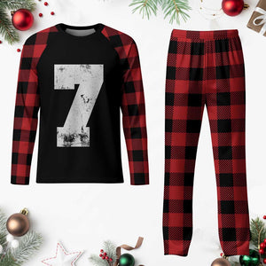 Number 7 Plaid Pajama Set Matching 67 Meme 7th Birthday 7 Years TS10 Buffalo Plaid Print Your Wear