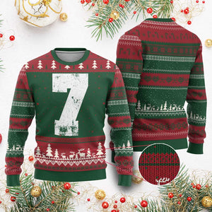 Number 7 Ugly Christmas Sweater Matching 67 Meme 7th Birthday 7 Years TS10 Red Green Print Your Wear