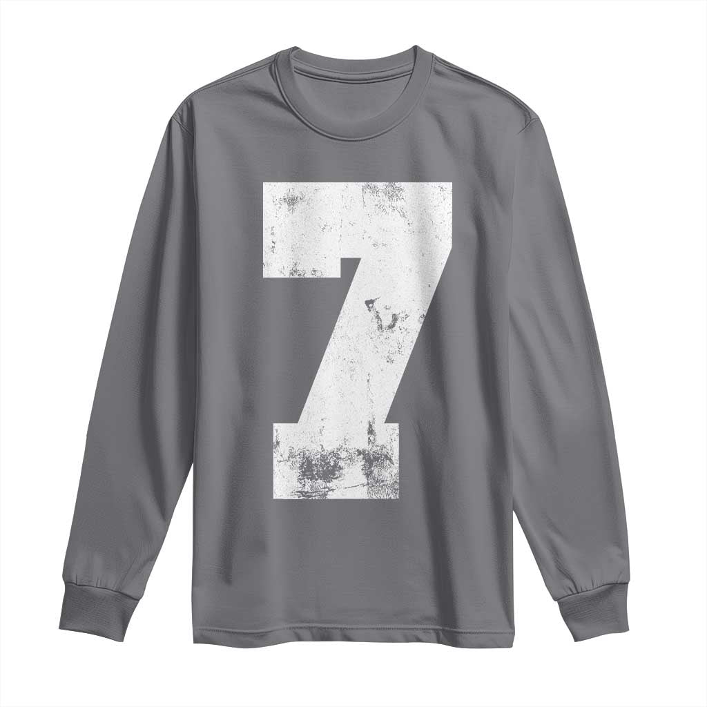 Number 7 Long Sleeve Shirt Matching 67 Meme 7th Birthday 7 Years TS10 Charcoal Print Your Wear