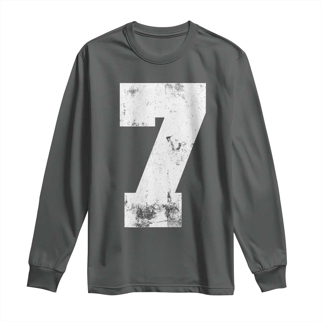 Number 7 Long Sleeve Shirt Matching 67 Meme 7th Birthday 7 Years TS10 Dark Heather Print Your Wear