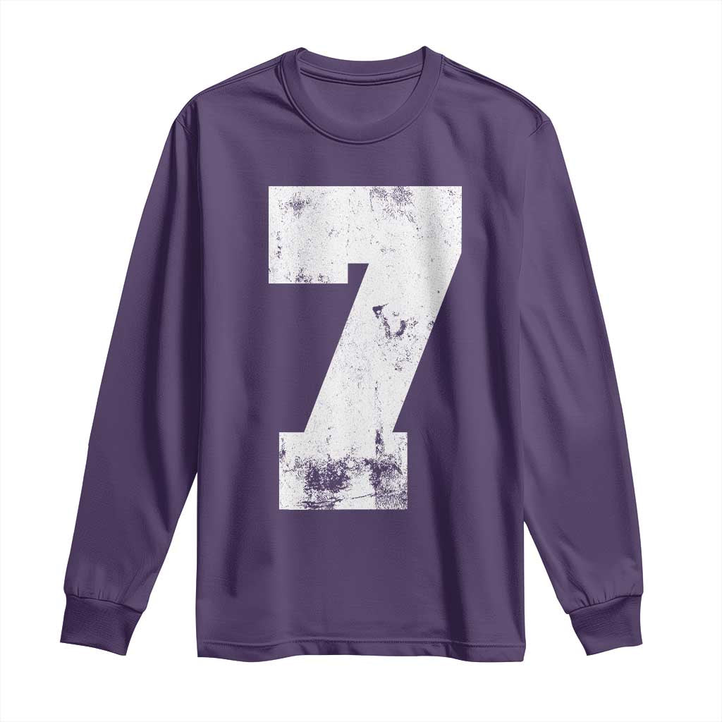 Number 7 Long Sleeve Shirt Matching 67 Meme 7th Birthday 7 Years TS10 Purple Print Your Wear