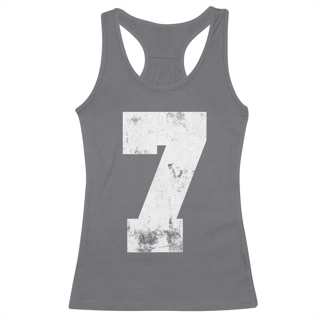 Number 7 Racerback Tank Top Matching 67 Meme 7th Birthday 7 Years TS10 Charcoal Print Your Wear