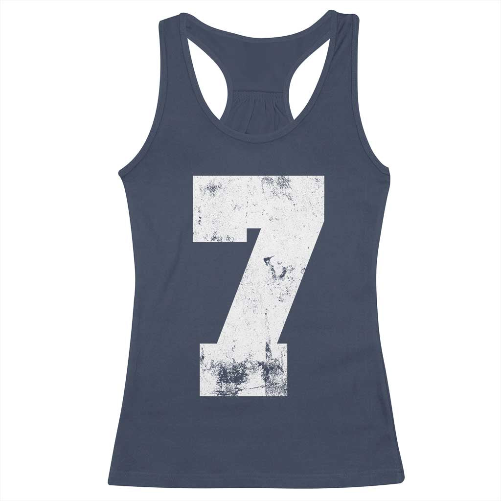 Number 7 Racerback Tank Top Matching 67 Meme 7th Birthday 7 Years TS10 Navy Print Your Wear