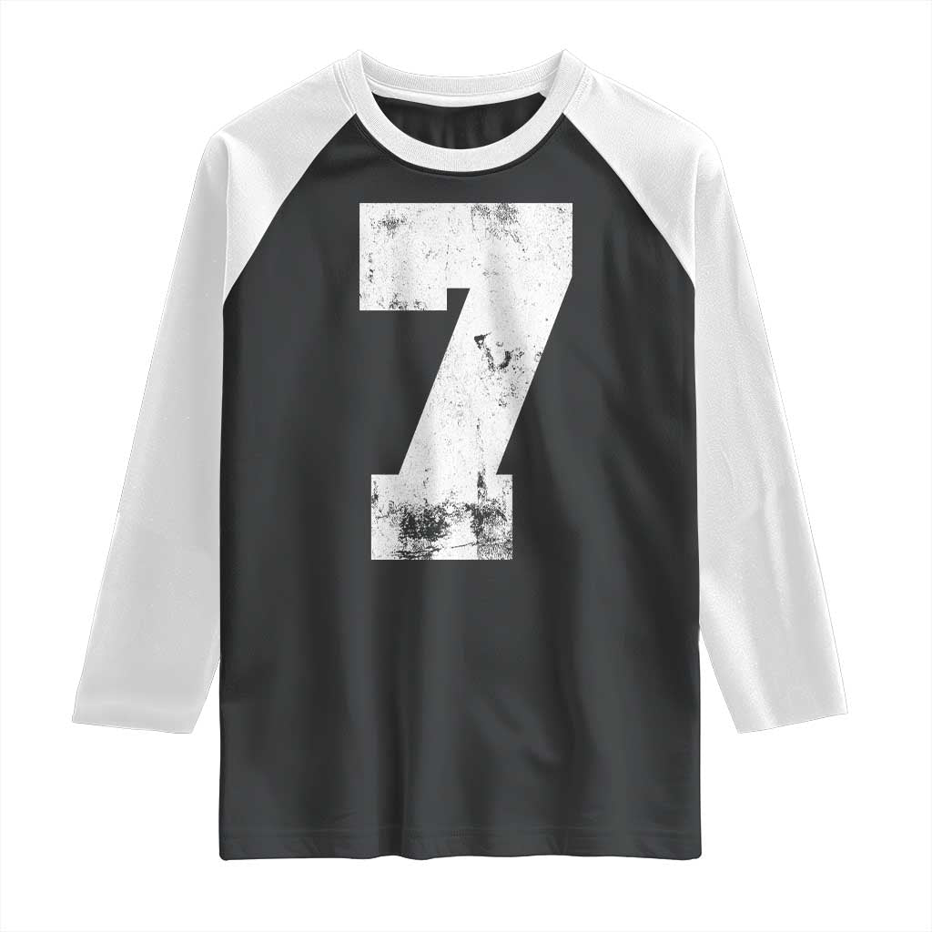 Number 7 Raglan Shirt Matching 67 Meme 7th Birthday 7 Years TS10 Black White Print Your Wear