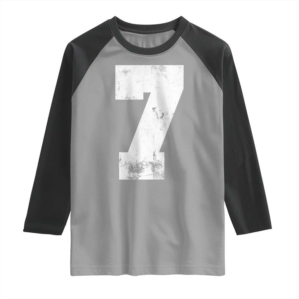 Number 7 Raglan Shirt Matching 67 Meme 7th Birthday 7 Years TS10 Sport Gray Black Print Your Wear