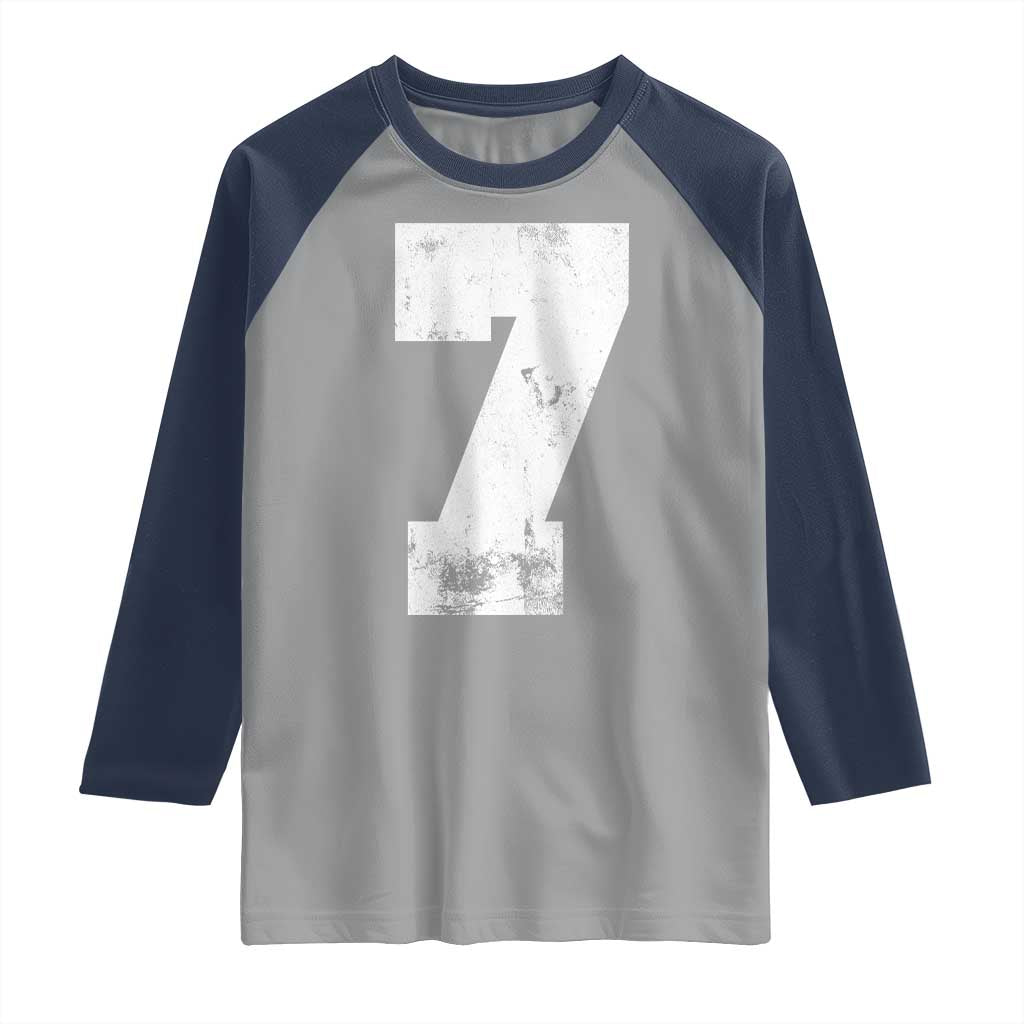 Number 7 Raglan Shirt Matching 67 Meme 7th Birthday 7 Years TS10 Sport Gray Navy Print Your Wear