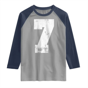 Number 7 Raglan Shirt Matching 67 Meme 7th Birthday 7 Years TS10 Sport Gray Navy Print Your Wear