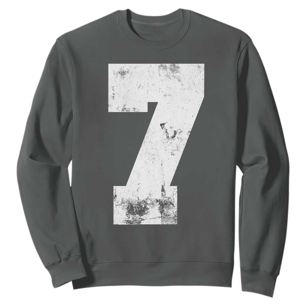 Number 7 Sweatshirt Matching 67 Meme 7th Birthday 7 Years TS10 Dark Heather Print Your Wear