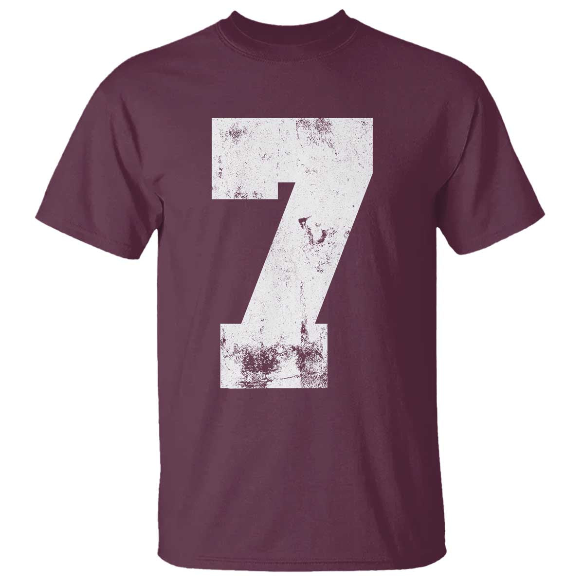 Number 7 T Shirt Matching 67 Meme 7th Birthday 7 Years TS10 Maroon Print Your Wear