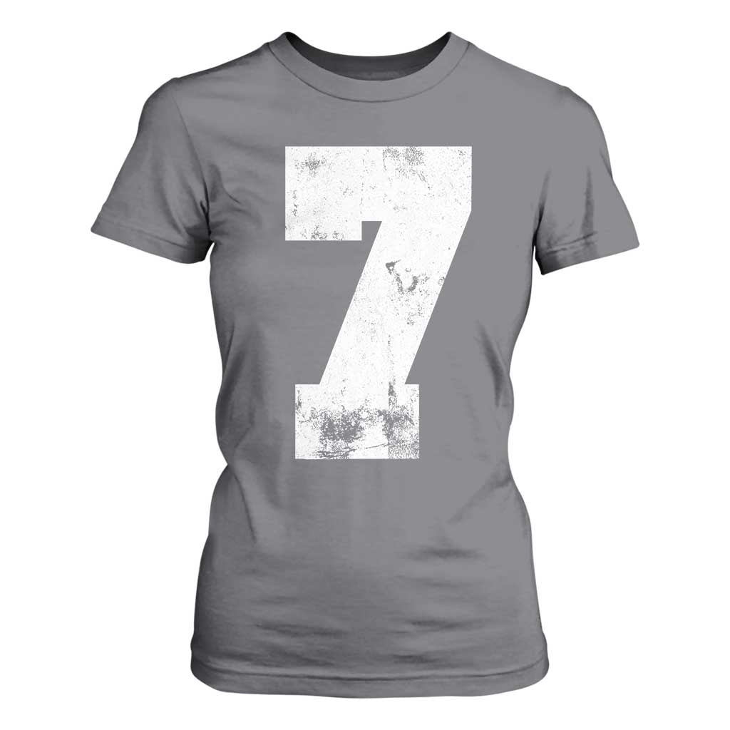 Number 7 T Shirt For Women Matching 67 Meme 7th Birthday 7 Years TS10 Charcoal Print Your Wear