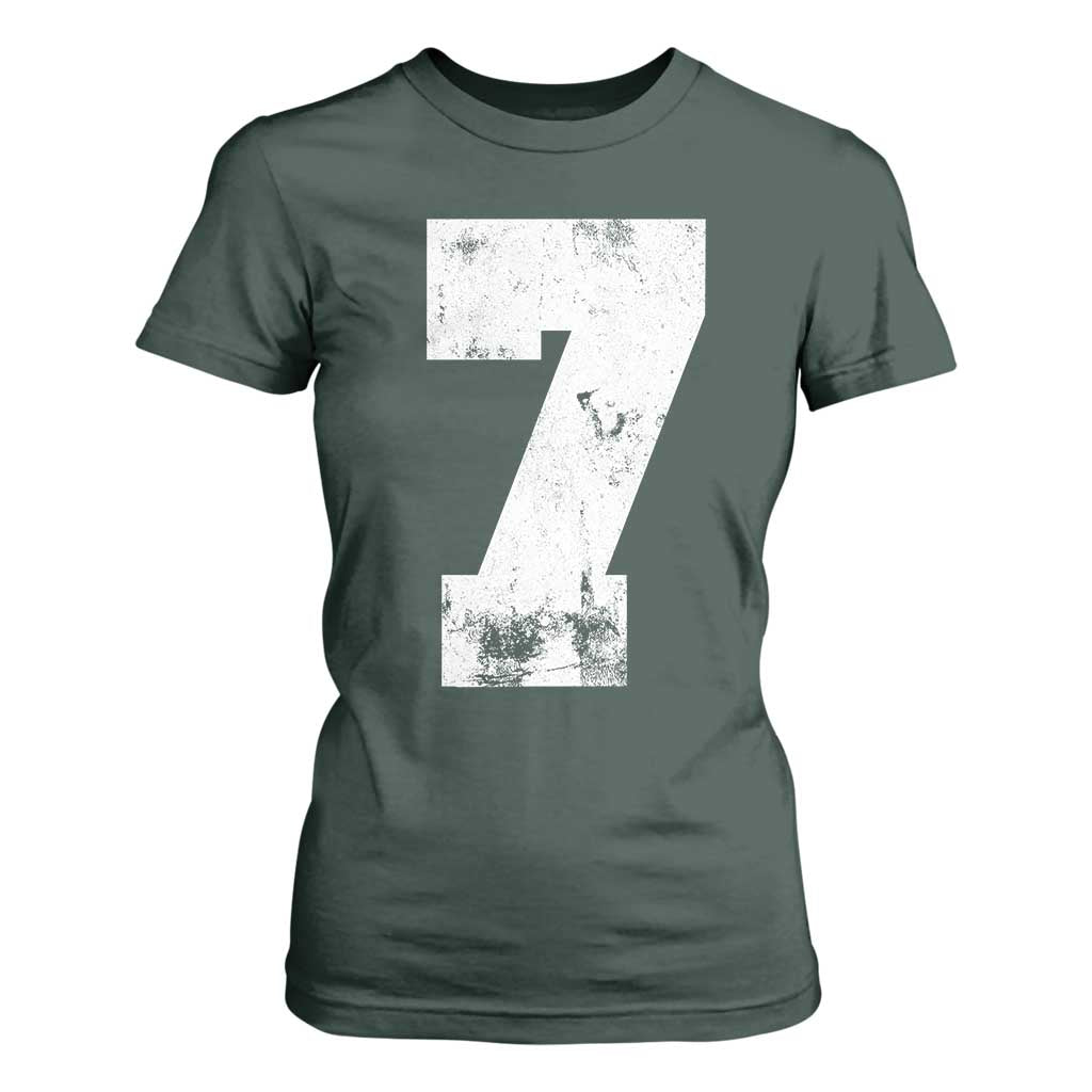 Number 7 T Shirt For Women Matching 67 Meme 7th Birthday 7 Years TS10 Dark Forest Green Print Your Wear