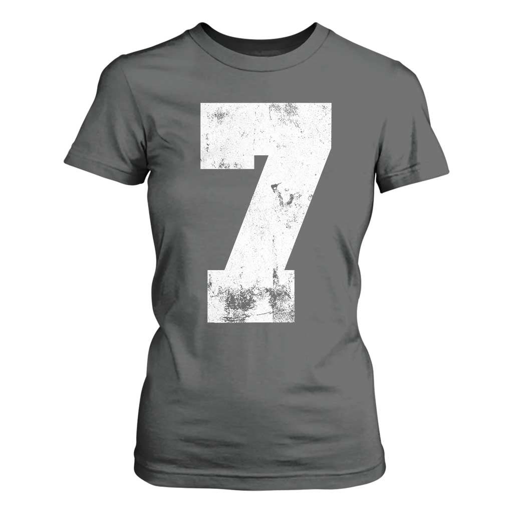 Number 7 T Shirt For Women Matching 67 Meme 7th Birthday 7 Years TS10 Dark Heather Print Your Wear