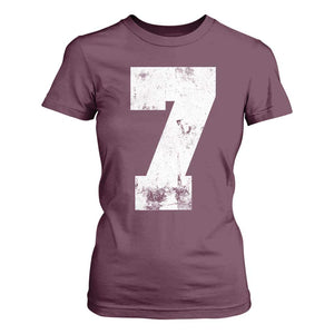 Number 7 T Shirt For Women Matching 67 Meme 7th Birthday 7 Years TS10 Maroon Print Your Wear