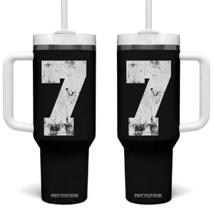Number 7 Tumbler With Handle Matching 67 Meme 7th Birthday 7 Years TS10 One Size: 40 oz Black Print Your Wear