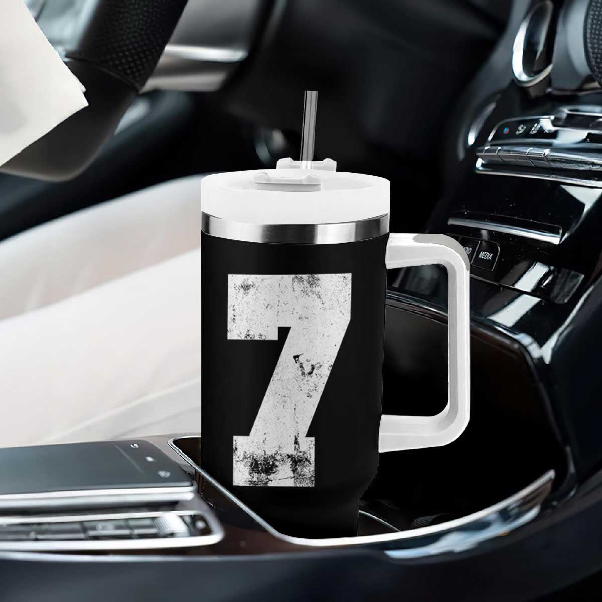 Number 7 Tumbler With Handle Matching 67 Meme 7th Birthday 7 Years TS10 Print Your Wear