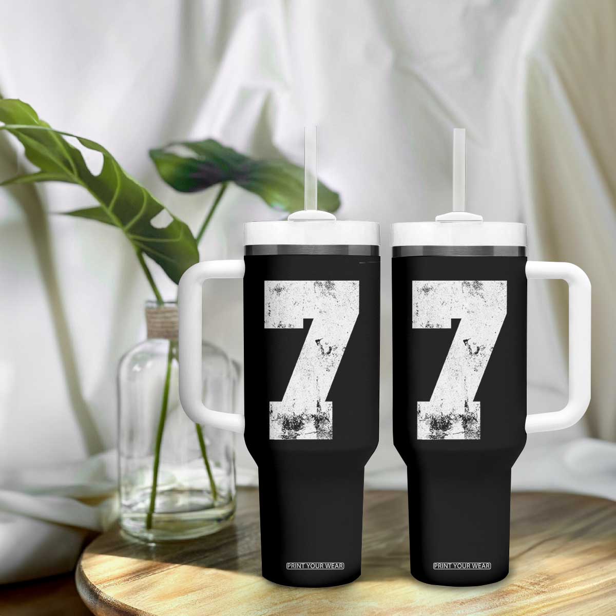 Number 7 Tumbler With Handle Matching 67 Meme 7th Birthday 7 Years TS10 Print Your Wear