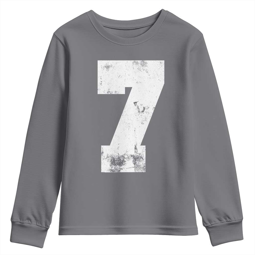 Number 7 Youth Sweatshirt Matching 67 Meme 7th Birthday 7 Years TS10 Charcoal Print Your Wear
