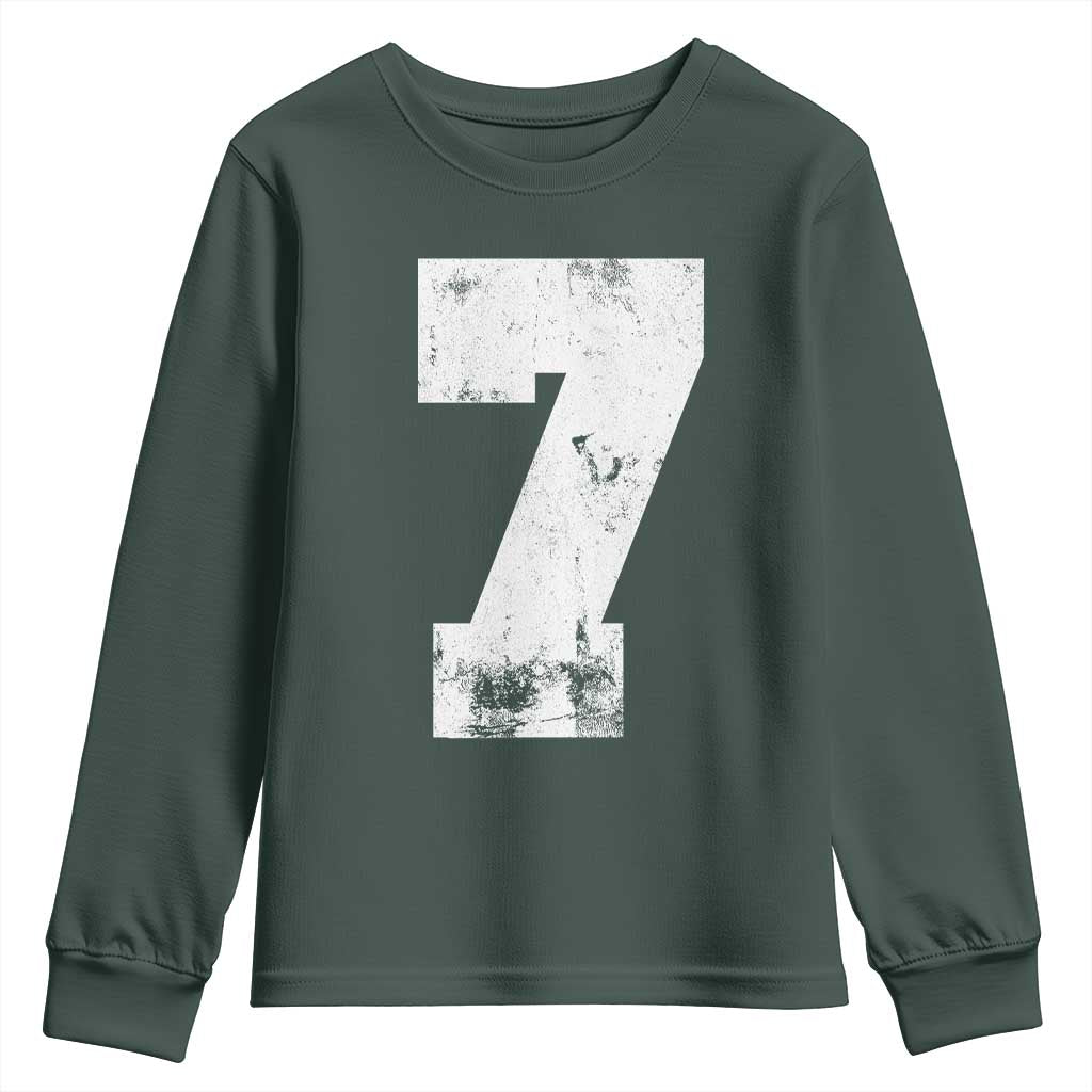Number 7 Youth Sweatshirt Matching 67 Meme 7th Birthday 7 Years TS10 Dark Forest Green Print Your Wear