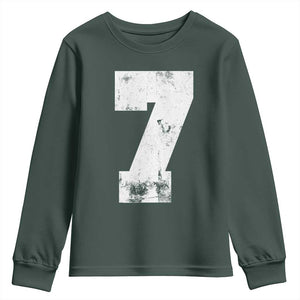 Number 7 Youth Sweatshirt Matching 67 Meme 7th Birthday 7 Years TS10 Dark Forest Green Print Your Wear