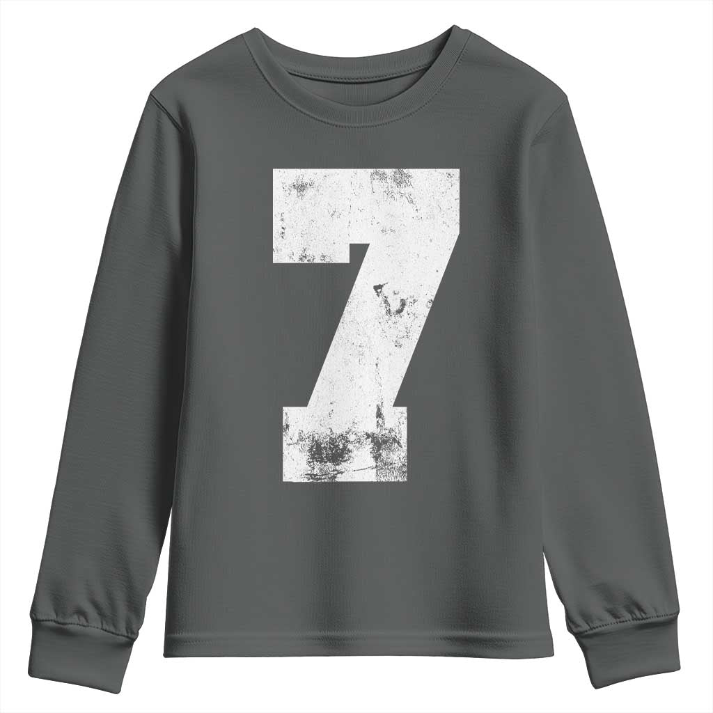 Number 7 Youth Sweatshirt Matching 67 Meme 7th Birthday 7 Years TS10 Dark Heather Print Your Wear