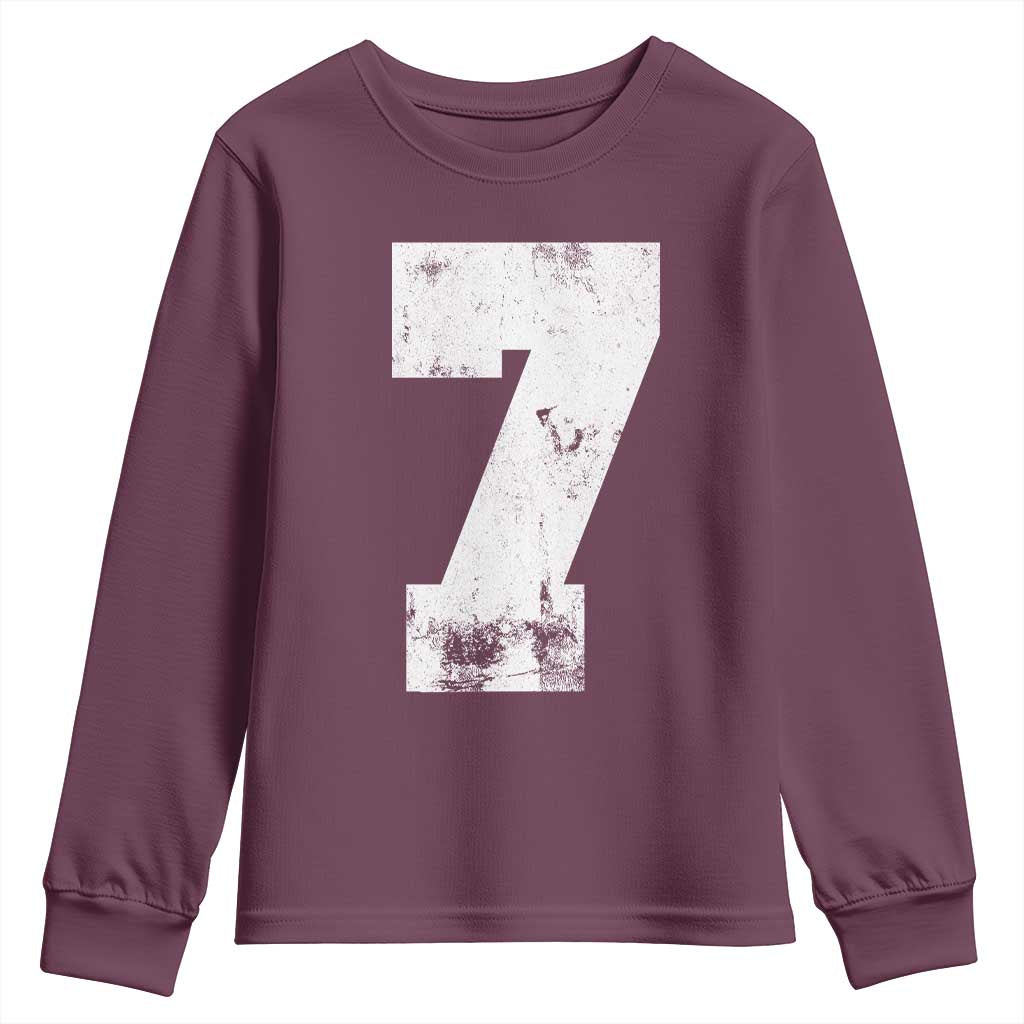 Number 7 Youth Sweatshirt Matching 67 Meme 7th Birthday 7 Years TS10 Maroon Print Your Wear