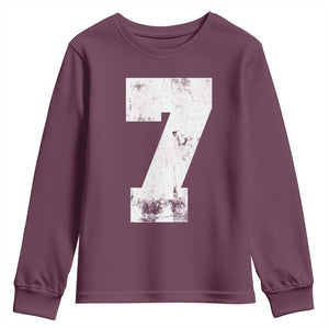 Number 7 Youth Sweatshirt Matching 67 Meme 7th Birthday 7 Years TS10 Maroon Print Your Wear