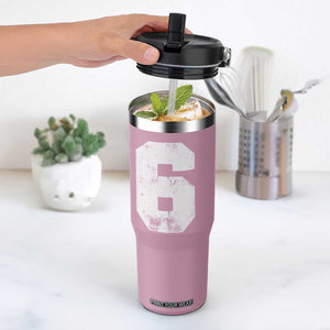 Number 6 Flip Straw Tumbler Matching 67 Meme 6th Birthday 6 Years TS10 One Size: 30 oz Light Pink Print Your Wear