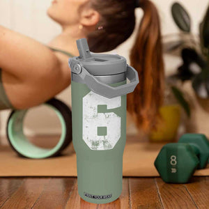 Number 6 Flip Straw Tumbler Matching 67 Meme 6th Birthday 6 Years TS10 One Size: 30 oz Moss Green Print Your Wear