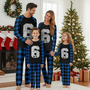 Number 6 Plaid Pajama Set Matching 67 Meme 6th Birthday 6 Years TS10 Blue Plaid Print Your Wear