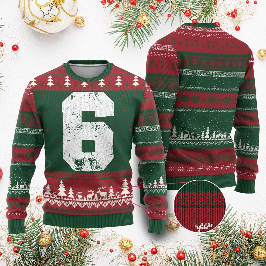 Number 6 Ugly Christmas Sweater Matching 67 Meme 6th Birthday 6 Years TS10 Red Green Print Your Wear