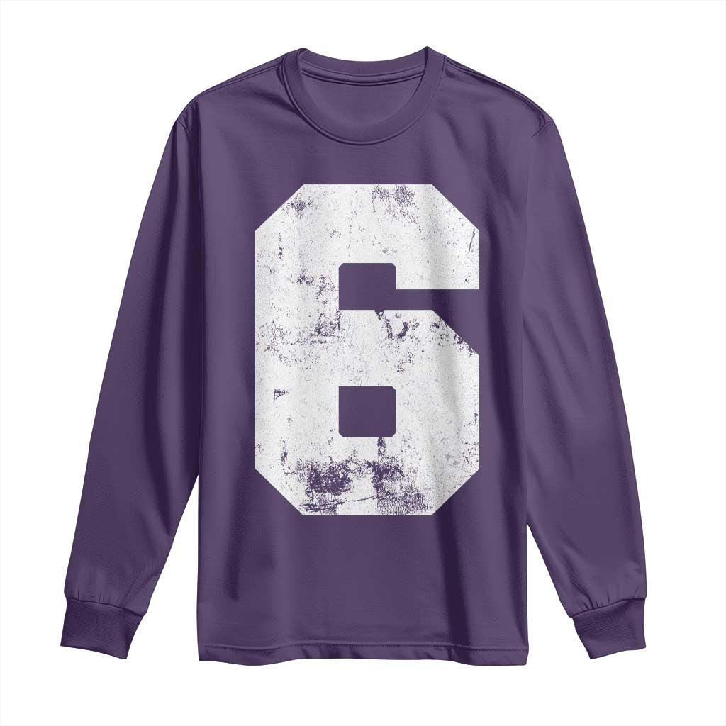 Number 6 Long Sleeve Shirt Matching 67 Meme 6th Birthday 6 Years TS10 Purple Print Your Wear