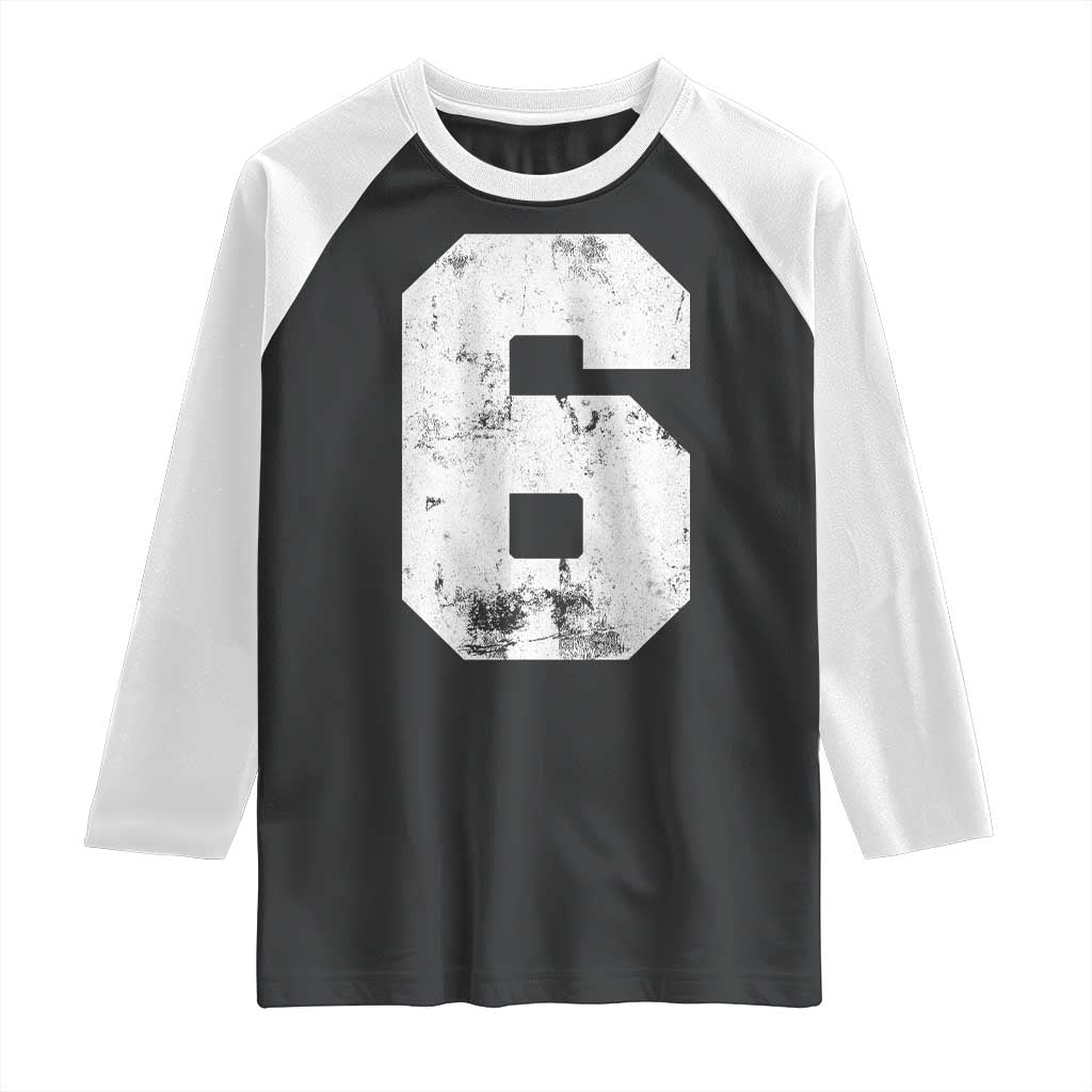 Number 6 Raglan Shirt Matching 67 Meme 6th Birthday 6 Years TS10 Black White Print Your Wear