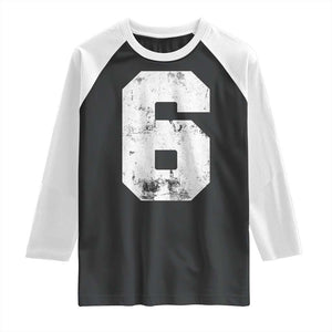 Number 6 Raglan Shirt Matching 67 Meme 6th Birthday 6 Years TS10 Black White Print Your Wear