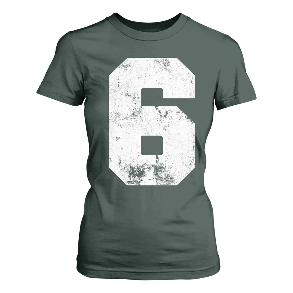 Number 6 T Shirt For Women Matching 67 Meme 6th Birthday 6 Years TS10 Dark Forest Green Print Your Wear