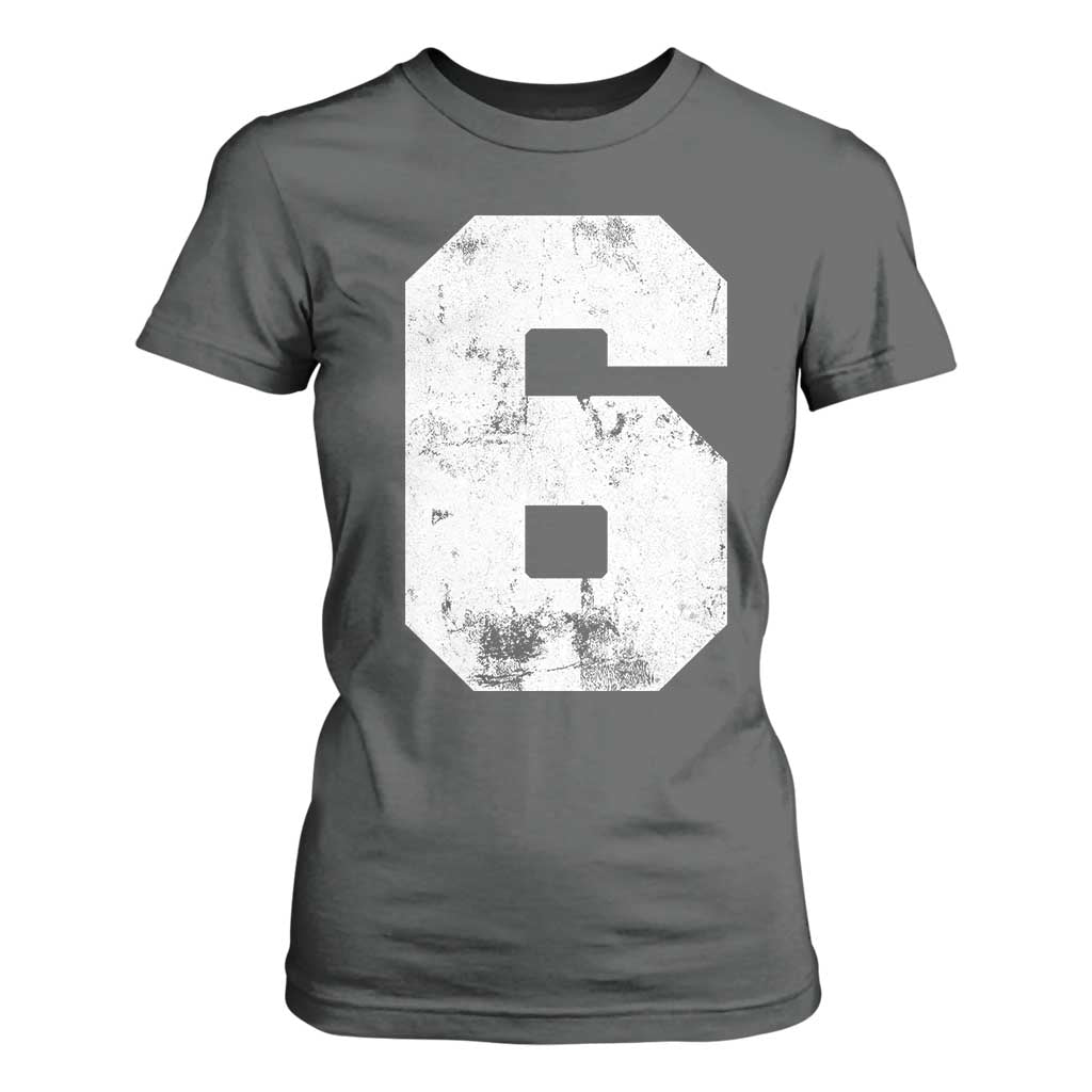 Number 6 T Shirt For Women Matching 67 Meme 6th Birthday 6 Years TS10 Dark Heather Print Your Wear