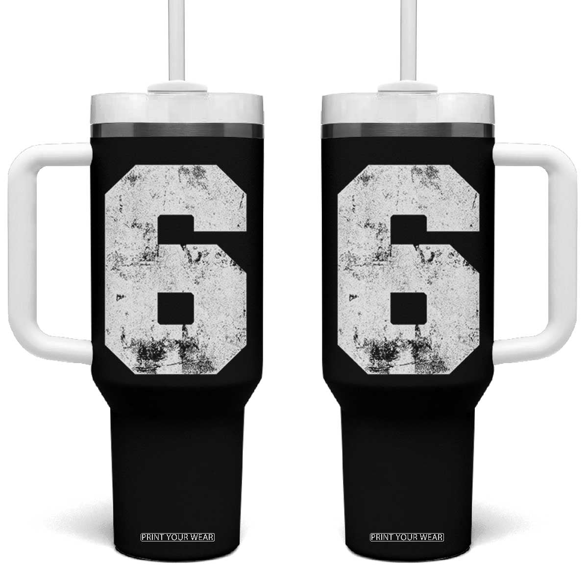 Number 6 Tumbler With Handle Matching 67 Meme 6th Birthday 6 Years TS10 One Size: 40 oz Black Print Your Wear