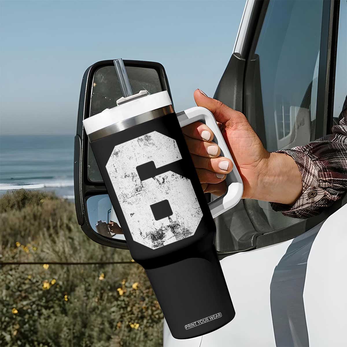Number 6 Tumbler With Handle Matching 67 Meme 6th Birthday 6 Years TS10 Print Your Wear