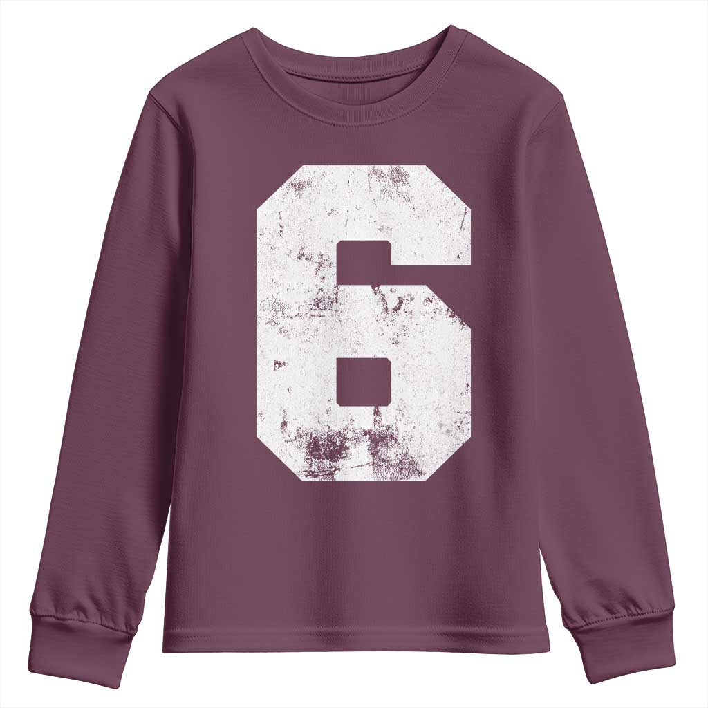 Number 6 Youth Sweatshirt Matching 67 Meme 6th Birthday 6 Years TS10 Maroon Print Your Wear