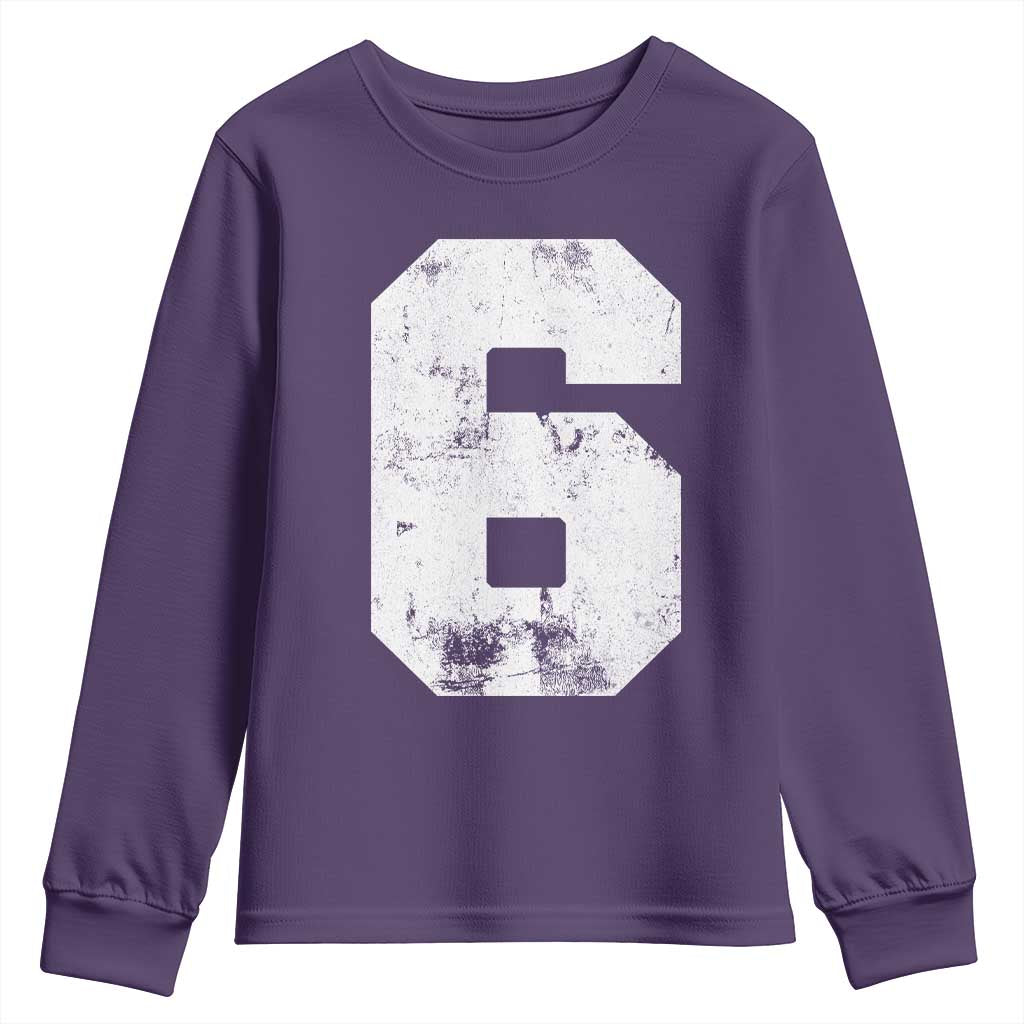 Number 6 Youth Sweatshirt Matching 67 Meme 6th Birthday 6 Years TS10 Purple Print Your Wear